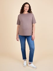 JoJo Maman Bébé Brown Oversized Boyfriend Maternity T-Shirt - Image 4 of 4