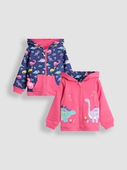 JoJo Maman Bébé Pink Light Appliqué Reversible Hoodie - Image 1 of 9