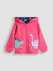JoJo Maman Bébé Pink Light Appliqué Reversible Hoodie - Image 2 of 9