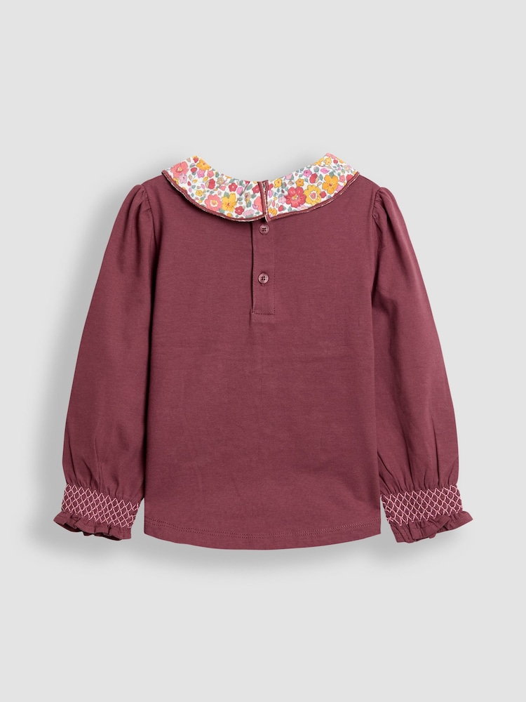 JoJo Maman Bébé Purple Woodland Appliqué Ditsy Collar Top - Image 2 of 4 JoJo Maman Bébé Purple Woodland Appliqué Ditsy Collar Top - Image 2 of 4