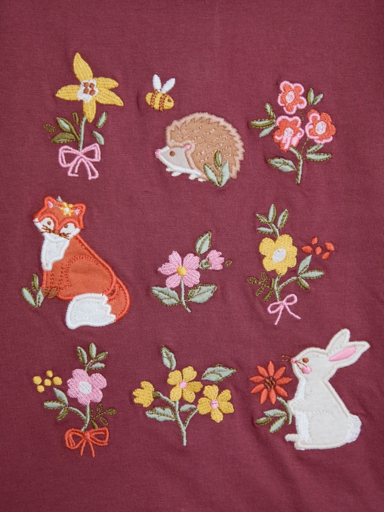 Purple Woodland - JoJo Maman Bébé Appliqué Ditsy Collar Top - Image 3 of 4