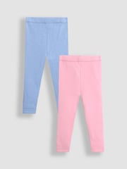 JoJo Maman Bébé Rose Pink Fleece-Lined Leggings 2 Pack - Image 1 of 7