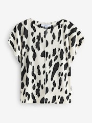 Cow Print Flutter Sleeve Textured Smart Top - Image 5 of 7