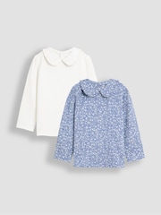 Blau - JoJo Maman Bébé 2-Pack Printed Collar Tops - Bild 1 von 6