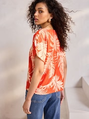Rojo - Flutter Sleeve Textured Smart Top - Imagen 3 de 4