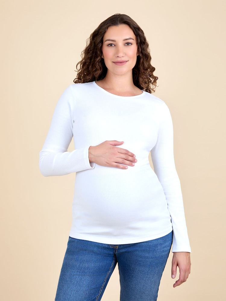JoJo Maman Bébé Grey 2 Pack Ribbed Maternity Tops - Image 1 of 8