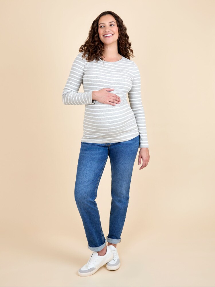 JoJo Maman Bébé Grey 2 Pack Ribbed Maternity Tops - Image 8 of 8