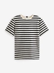 Black/Ecru White Stripe Heavyweight Short Sleeve Crew Neck T-Shirt - Image 3 of 4