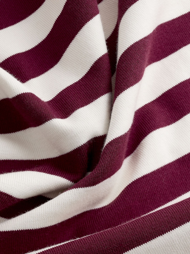 Berry/Ecru Stripe Heavyweight Short Sleeve Crew Neck T-Shirt - Image 6 of 7