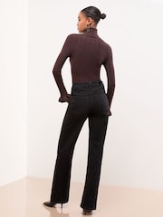 Lipsy Black Petite Mid Rise Wide Leg Jeans - Image 5 of 5