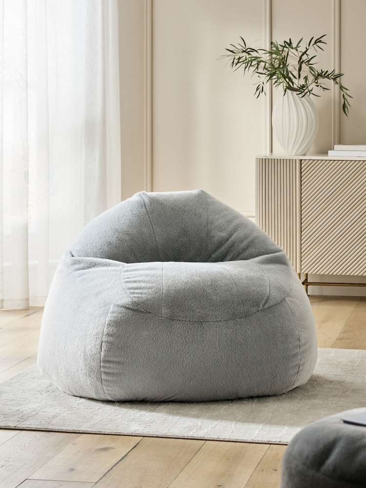 Grey Faux Fur Beanbag - Image 1 of 5