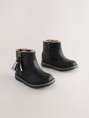 Black Wide Fit (G) Chelsea Zip Tassel Ankle Boots - Image 1 of 5