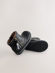Black Wide Fit (G) Chelsea Zip Tassel Ankle Boots - Image 3 of 5