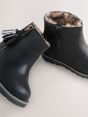 Black Wide Fit (G) Chelsea Zip Tassel Ankle Boots - Image 4 of 5