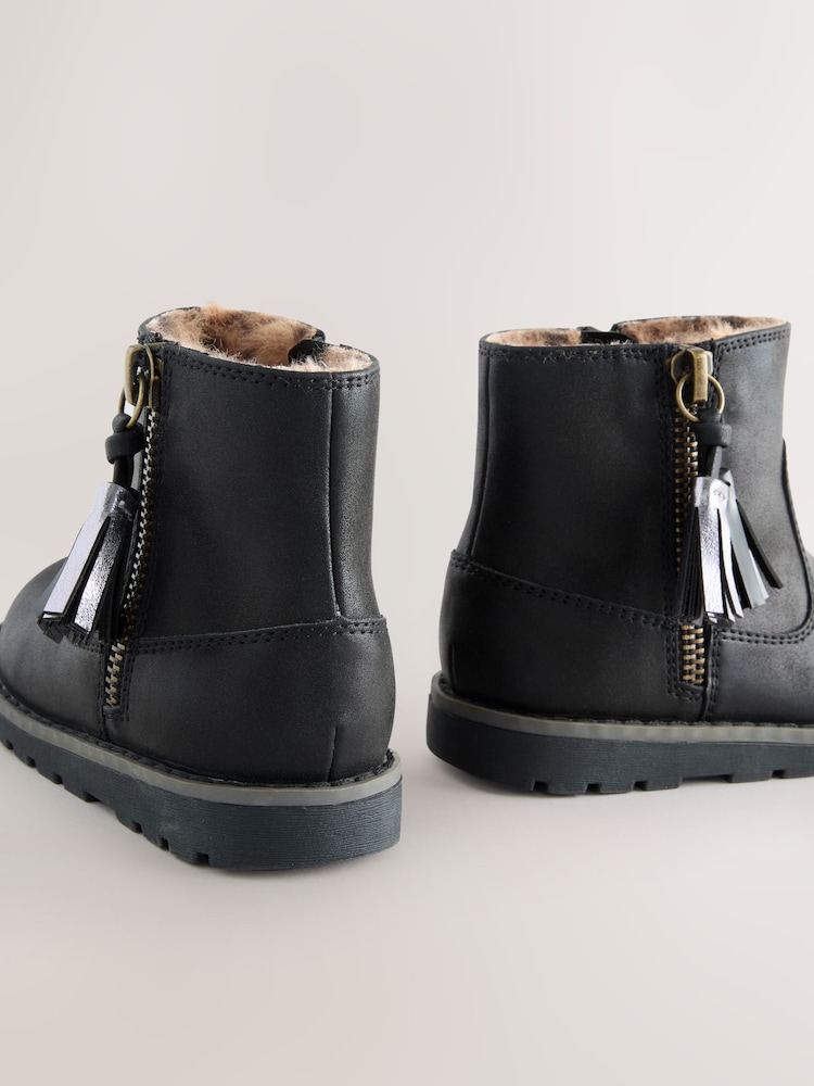 Black Wide Fit (G) Chelsea Zip Tassel Ankle Boots - Image 5 of 5