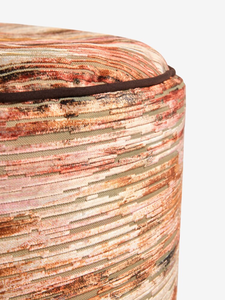 Orange Haze Cut Velvet Stripe Pouffe - Image 4 of 4