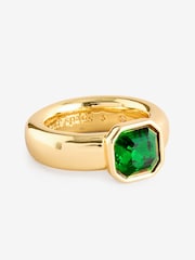 kate spade new york Gold Tone Keep Sparkling Asscher Green Ring - Image 1 of 3