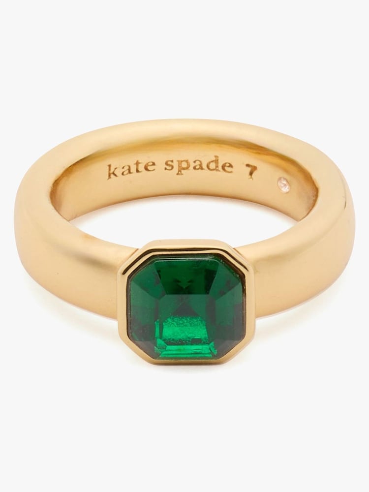 kate spade new york Gold Tone Keep Sparkling Asscher Green Ring - Image 3 of 3