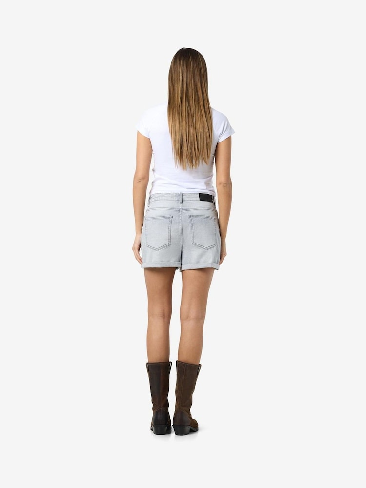 NOISY MAY Grey High Waist Denim Shorts - Image 2 of 5