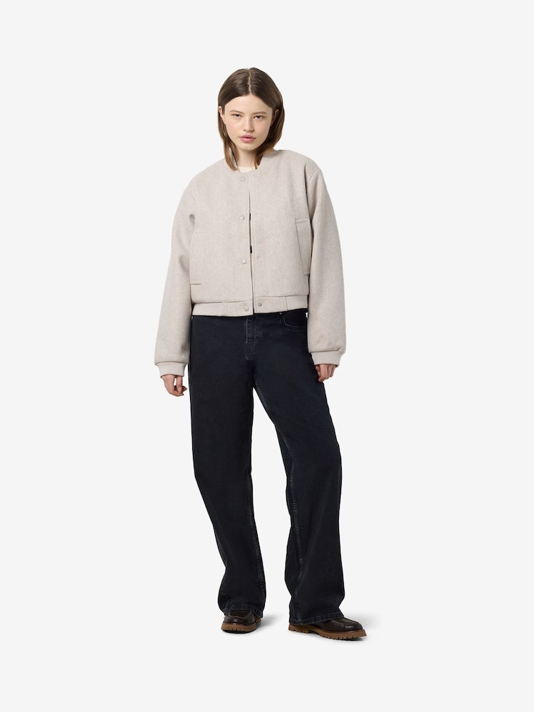 NOISY MAY Grey Croppped Bomber Jacket - Image 1 of 6