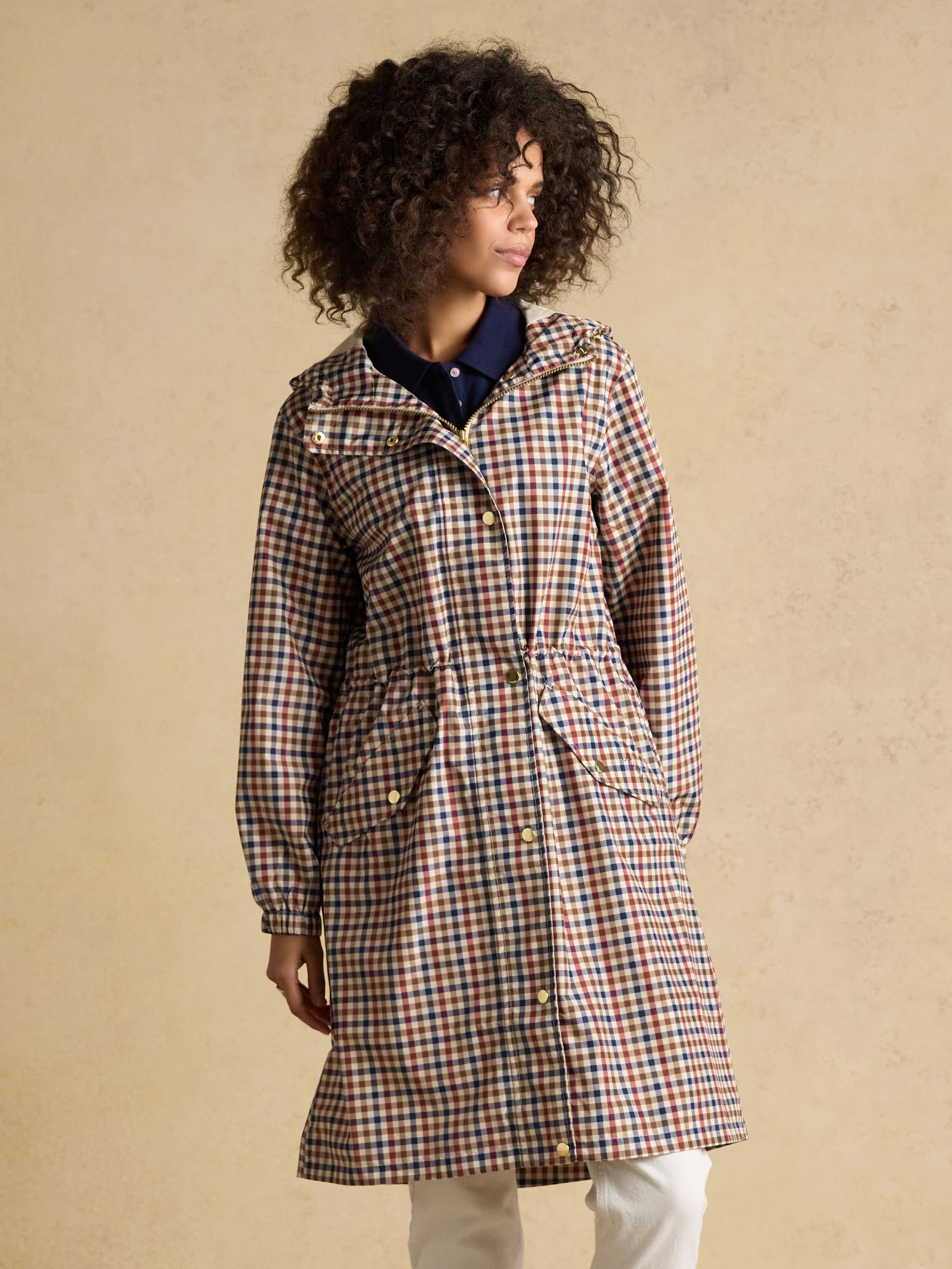 Buy Joules Holkham Gingham Waterproof Packable Raincoat With Hood