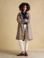 Joules Holkham Gingham Waterproof Packable Raincoat With Hood - Image 10 of 14