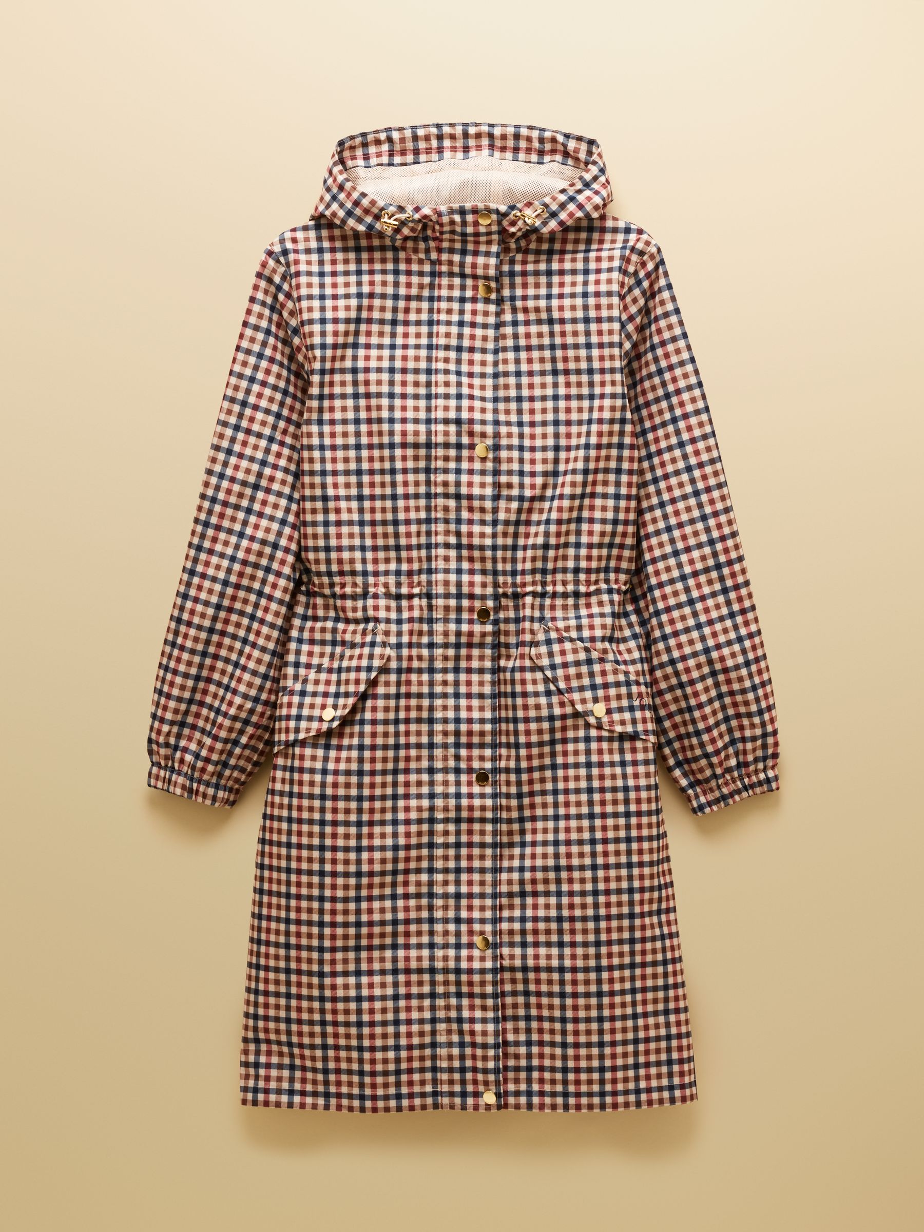 Buy Joules Holkham Gingham Waterproof Packable Raincoat With Hood