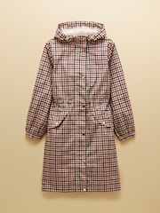 Joules Holkham Gingham Waterproof Packable Raincoat With Hood - Image 14 of 14