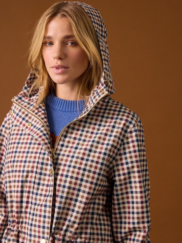 Joules Holkham Gingham Waterproof Packable Raincoat With Hood - Image 2 of 14 Joules Holkham Gingham Waterproof Packable Raincoat With Hood - Image 2 of 14