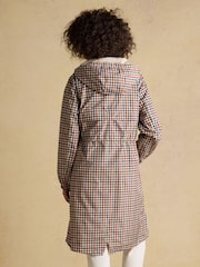 Joules Holkham Gingham Waterproof Packable Raincoat With Hood - Image 6 of 14