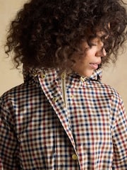 Joules Holkham Gingham Waterproof Packable Raincoat With Hood - Image 8 of 14