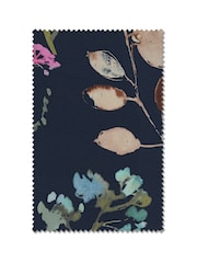 Navy Blue/Pink Isla Floral Faux Silk Made to Measure Curtains - Image 10 of 10