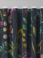 Navy Blue/Pink Isla Floral Faux Silk Made to Measure Curtains - Image 7 of 9