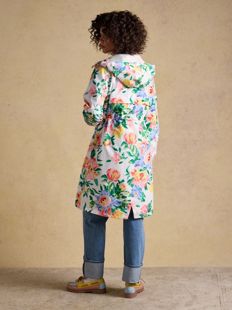 Joules Holkham Floral Waterproof Packable Raincoat With Hood - Image 2 of 12