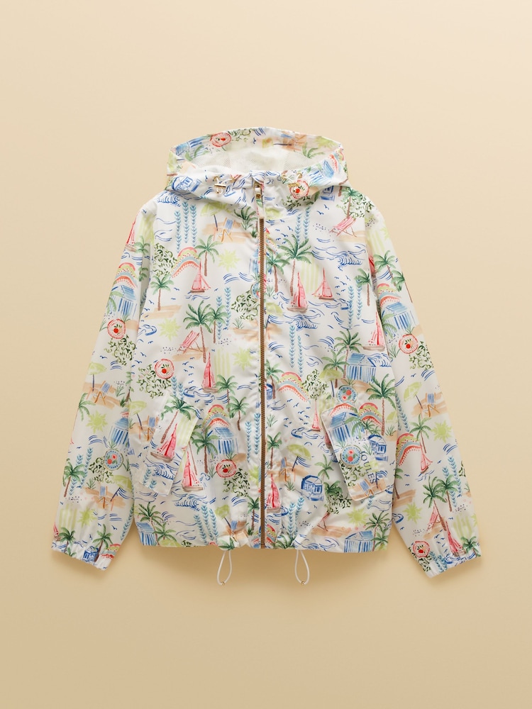Blanc imprimé côtier - Imperméable Joules Rainly pliable avec capuche - Image 14 de 14