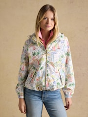Blanc imprimé côtier - Imperméable Joules Rainly pliable avec capuche - Image 3 de 14