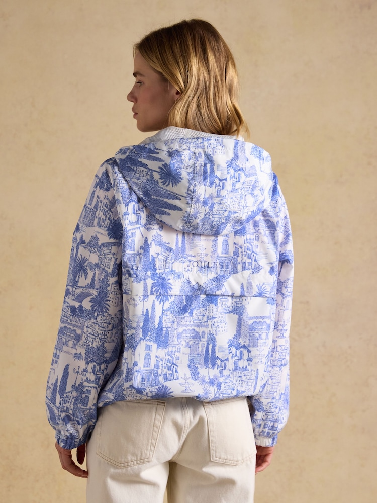 Cream & Blå - Joules Rainly vandtæt, pakkevenlig regnfrakke med hætte - Billede 2 af 13