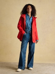 Joules Portwell Red Waterproof Raincoat With Hood and Adjustable Waist - Image 3 of 11