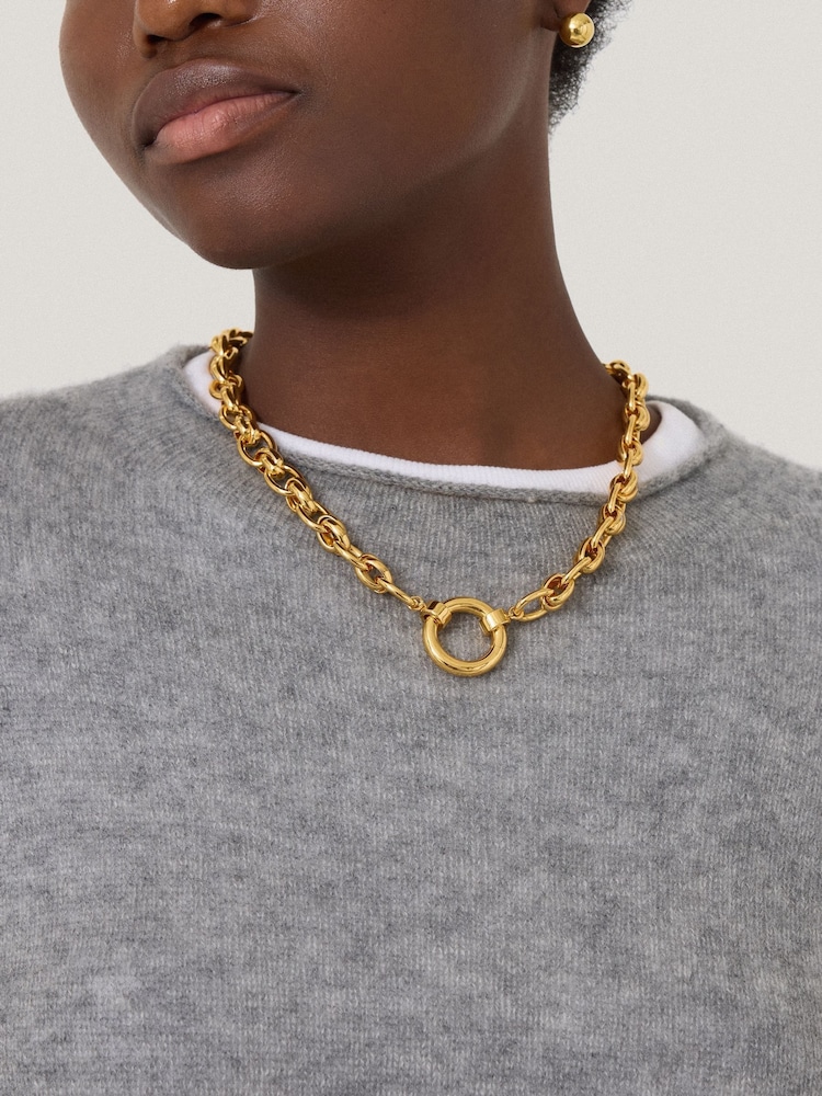 Jigsaw Gold Tone Round Link Chain Necklace - Image 2 of 4