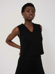 Jigsaw Black Structured Jersey Top - Image 1 of 5
