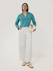 Jigsaw Blue Wool Blend Collar Jumper - Image 3 of 4