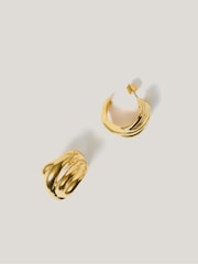 Jigsaw Gold Tone Twisted Dome Hoop Earrings - Image 1 of 5