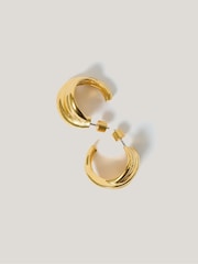 Jigsaw Gold Tone Twisted Dome Hoop Earrings - Image 2 of 5