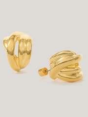 Jigsaw Gold Tone Twisted Dome Hoop Earrings - Image 3 of 5