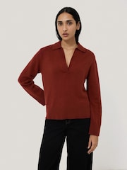 Jigsaw Red Wool Blend Collar Jumper - Image 1 of 4
