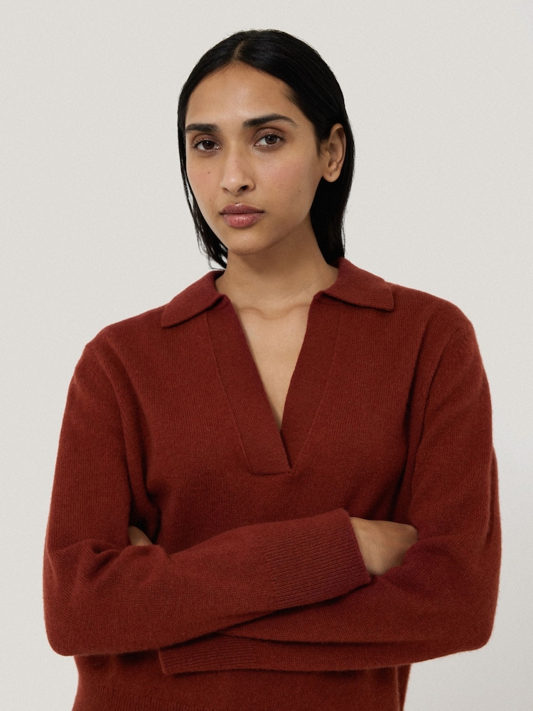 Jigsaw Red Wool Blend Collar Jumper - Image 2 of 4