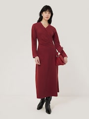 Jigsaw Red Mock Wrap Jersey Dress - Image 2 of 3