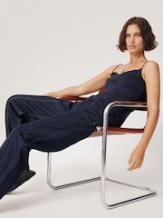 Jigsaw Navy Blue Modal Lace Vest - Image 4 of 6