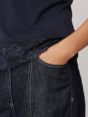 Jigsaw Navy Blue Modal Lace Vest - Image 5 of 6