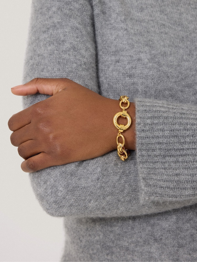 Jigsaw Gold Tone Round Link Chain Bracelet - Image 2 of 4